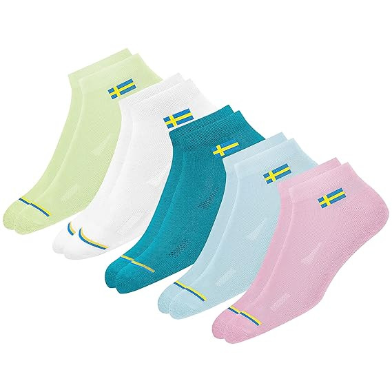5 Pairs Women Cotton Socks Ankle Length Socks, Multicolor,