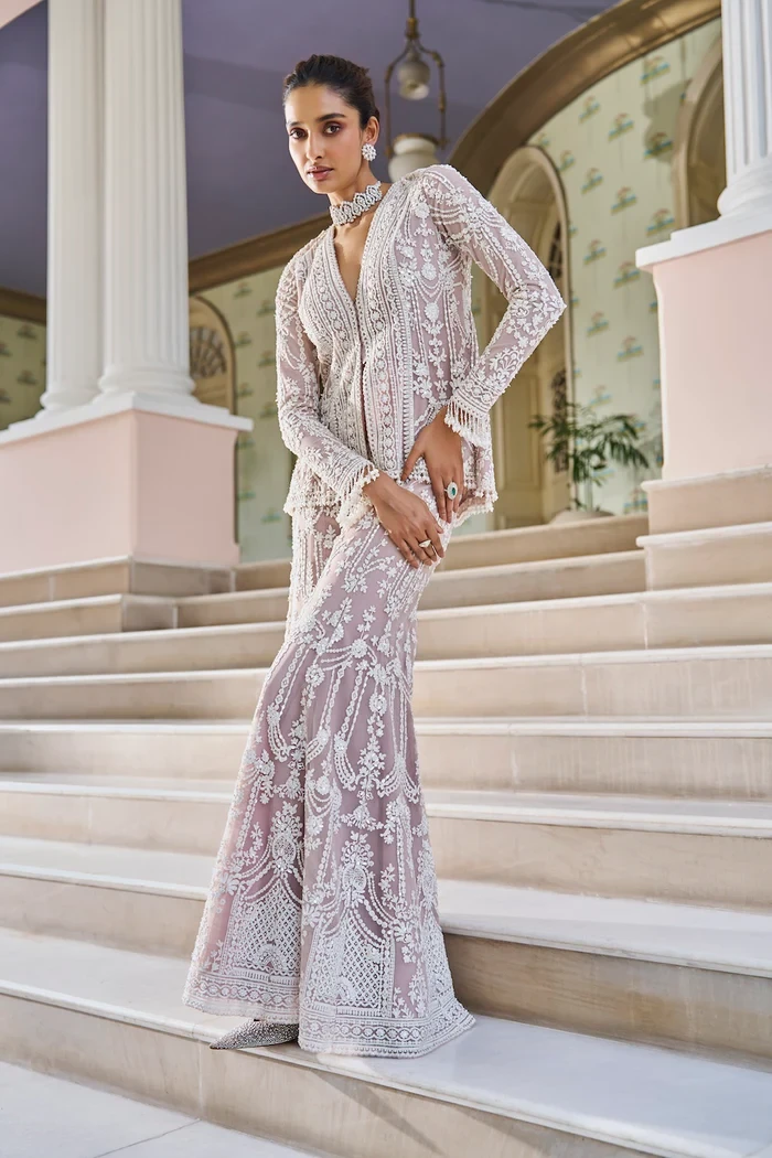 Mritsa Gota Patti Silk Lehenga Set - Red