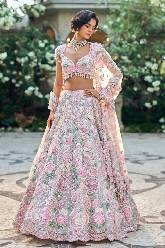 Sarasvi Gota Patti Silk Lehenga Set - Pink